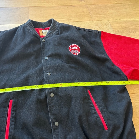 Men's Jacket XXL Black Red USA MADE NGK Spark Plugs Button Up ID Wear Lined - Picture 9 of 11